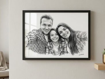 Portrait fusain sur mur