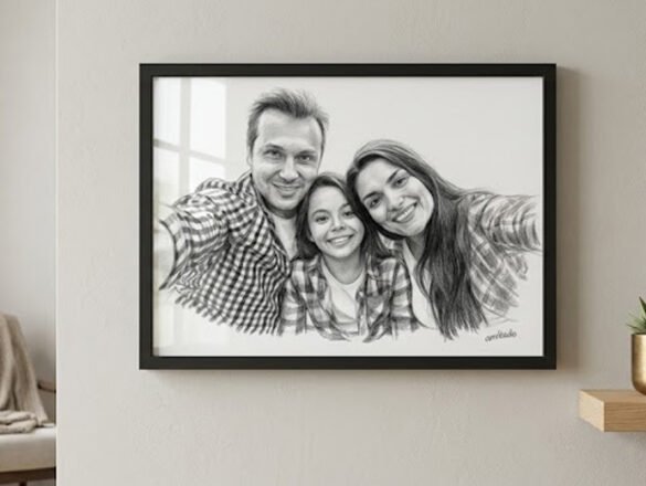 Portrait fusain sur mur