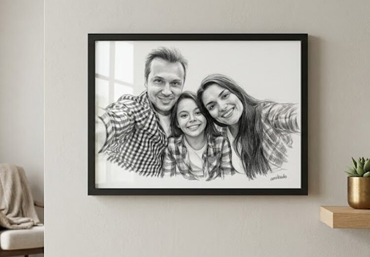 Portrait fusain sur mur